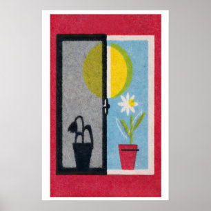 Twee Bloemen Luciferdoosje Print Vintage Oost-Euro
