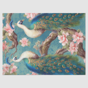 Twee Bloemen Peacocks Decoupage Tissuepapier