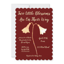 Twee bloesems Red Gold Flower Twins Baby shower