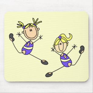 Twee Blond Girl Gymnast Tshirts en cadeaus Muismat