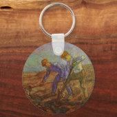 Twee boeren graven door Vincent van Gogh Sleutelhanger (Voorkant)