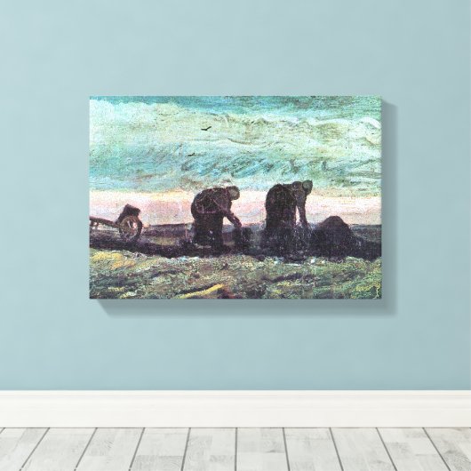 Twee boeren van Vincent van Gogh Canvas Afdruk (Insitu (Houten vloer))