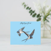 Twee boerenzwaluwen Gepersonaliseerd Briefkaart (Staand voorkant)