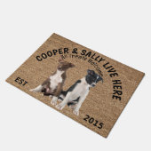 Twee Border Collies gepersonaliseerde hond Deurmat (Schuin)