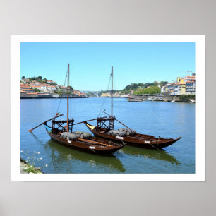 Twee boten op de rivier de Douro, Porto Poster