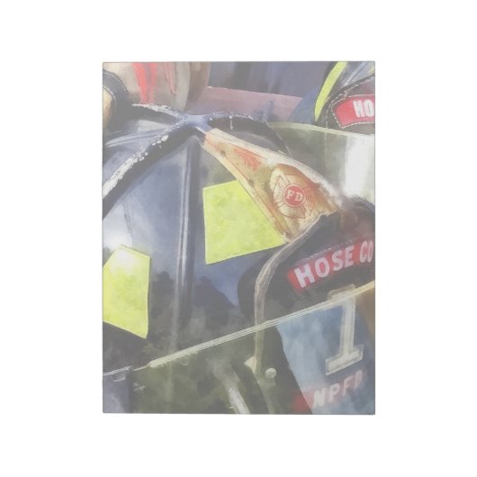Twee brandweerluiers en brandweerjassen notitieblok (Gedraaid)