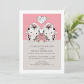 Twee Brides Cat Thmed Gay Wedding Aankondiging (Staand voorkant)