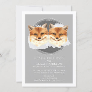 Twee Brides Mrs. en Mrs Fox Thleed Wedding Aankondiging