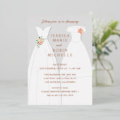 Twee bruiddress Lesbians Couples Shower Folie Uitnodiging (Staand Voorkant)