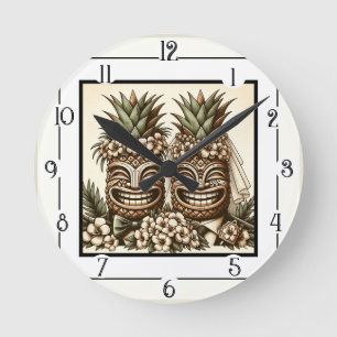 Twee bruidegoms Gay Ananas Tiki Hoofd Retro Trouwe Ronde Klok