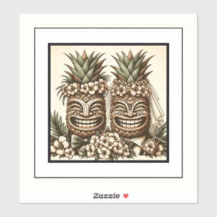 Twee bruidegoms Gay Ananas Tiki hoofd Retro Trouwe Sticker