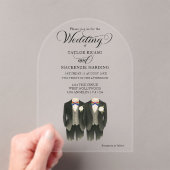 Twee bruidegoms in Rainbow Stropdassen Gay Wedding Acryl Uitnodigingen (Insitu (Draagbaar))