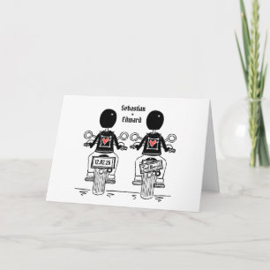 Twee bruidegoms motorfiets bruiloft kaart