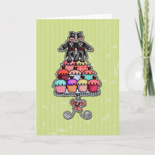 Twee Bruidegoms op Cupcakes Kaart