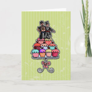 Twee bruidegoms op cupcakes (Leather Daddy) Kaart