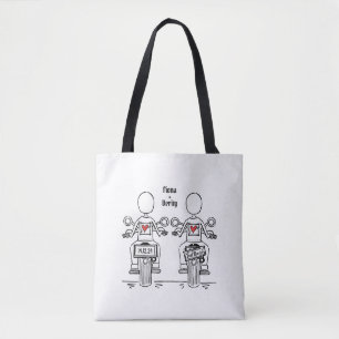 Twee Bruiden Biker Motorfiets Bruiloft Draagtas
