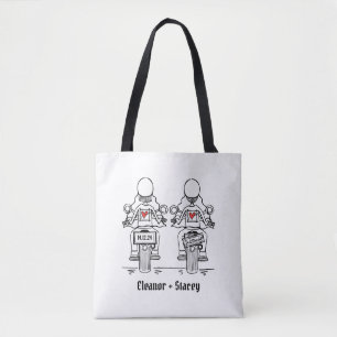 Twee Bruiden Biker Motorfiets Bruiloft Draagtas