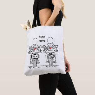 Twee Bruiden Biker Motorfiets Bruiloft Draagtas