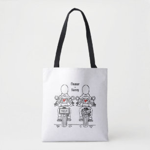 Twee Bruiden Biker Motorfiets Bruiloft Draagtas