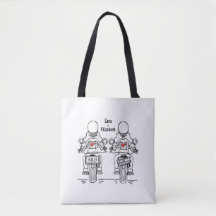 Twee Bruiden Biker Motorfiets Bruiloft Draagtas