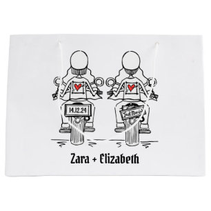 Twee Bruiden Biker Motorfiets Bruiloft Groot Cadeauzakje