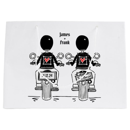 Twee Bruiden Biker Motorfiets Bruiloft Groot Cadeauzakje (Voorkant)