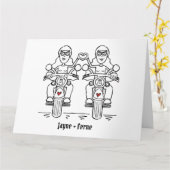 Twee Bruiden Biker Motorfiets Bruiloft Kaart (Gele Bloem)