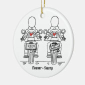Twee Bruiden Biker Motorfiets Bruiloft Keramisch Ornament (Links)