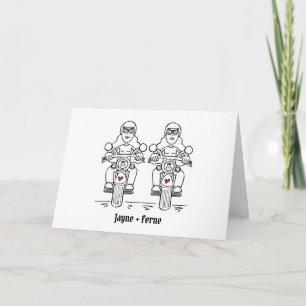 Twee Bruiden Biker Motorfiets Huwelijk Kaart