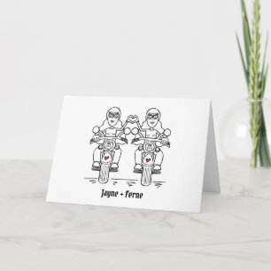 Twee Bruiden Biker Motorfiets Trouwen Kaart