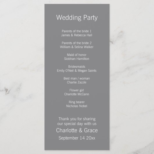 Twee bruiden bruiloft (Lila en grijs) Service Orde Programma (Achterkant)