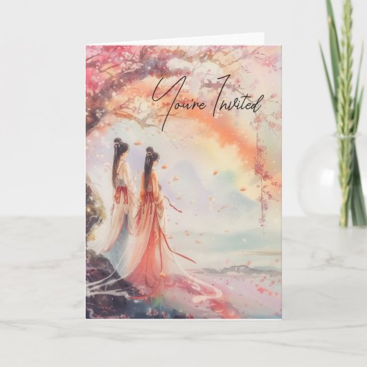 Twee bruiden bruiloft nodigen digitale print uit (Voorkant)