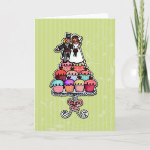 Twee bruiden op Cupcake Stack Kaart