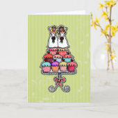 Twee bruiden op cupcakes kaart (Gele Bloem)