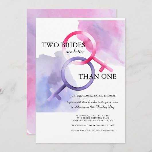 Twee bruiden zijn beter dan één trouwuitnodiging kaart (Voorkant / Achterkant)