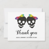 Twee bruidjes en een confetti lesbische bruiloft D Bedankkaart (Voorkant)