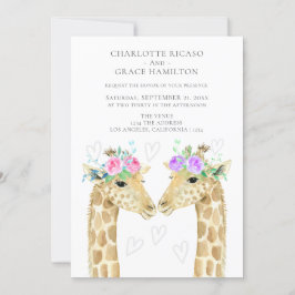 Twee bruidjes Giraffe Gay Wedding Aankondiging