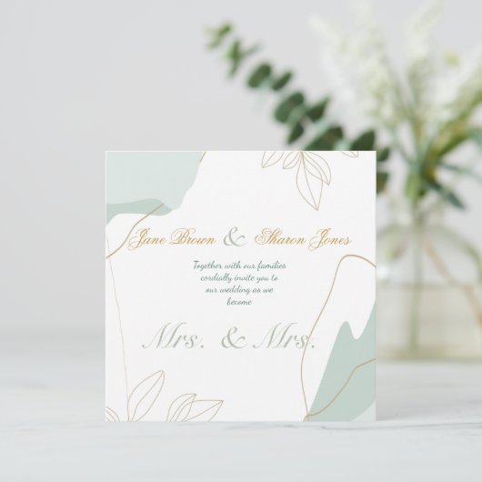 Twee bruidjes over lesbische Waterverf Grieks huwe Kaart (Staand voorkant)