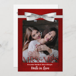 Twee bruidjes rood met witte garnalen bruiloft kaart