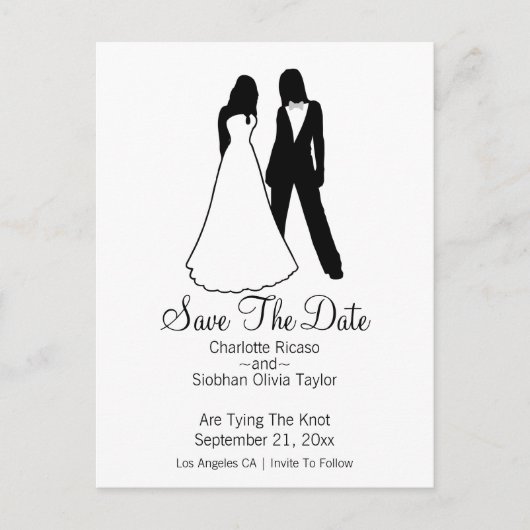 Twee bruidjes sparen de datumbruiloft aankondigingskaart (Voorkant)