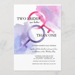 Twee bruidjes zijn beter dan één huwelijksuitnodig kaart