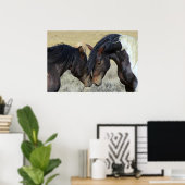 Twee bruine wilde paarden poster (Thuiskantoor)