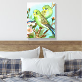 Twee budgerigars vogel canvas afdruk (Insitu (Slaapkamer))