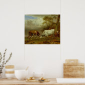 Twee bullen met vergrendelde paarden, 1653 poster (Keuken)