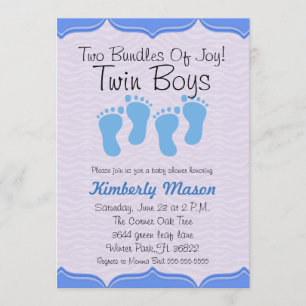 Twee bundels joy Twin Boys Baby shower nodigen uit Kaart