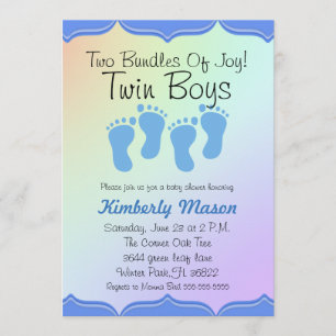 Twee bundels Joy Twin Boys Baby shower Uitnodigen Kaart