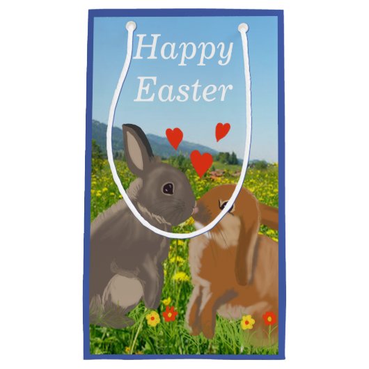 Twee Bunnies die zoenen in een langzamere mestoost Klein Cadeauzakje (Voorkant)