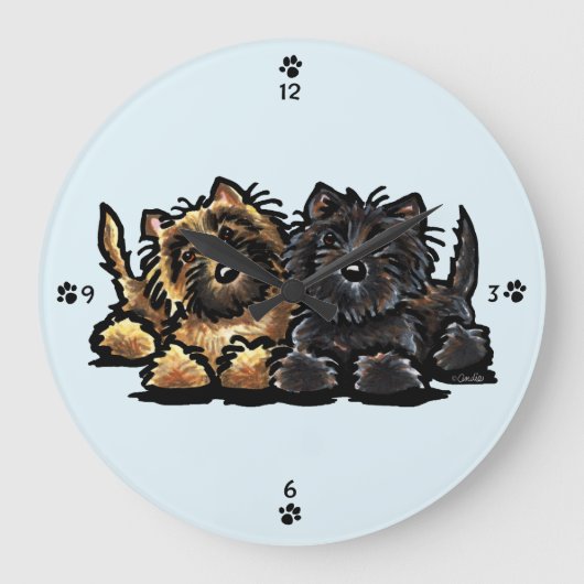 Twee Cairn Terriers Grote Klok (Voorkant)