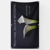 Twee calla leugens op zwarte bruiloft spandoek (Verticaal)