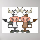 Twee Cartoon Koeien Poster (Voorkant)
